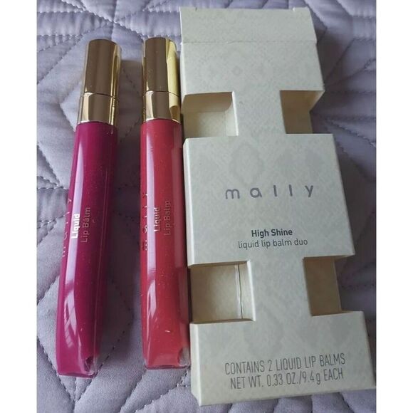 MALLY - NWT High Shine Liquid Lip Balm Duo in Peach & Hot Pink/2 Full-Size Tubes - Picture 5 of 16
